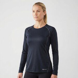MARMOT Women XL Running Ventilation Long Sleeve Black Slim Fit Top Outdoor